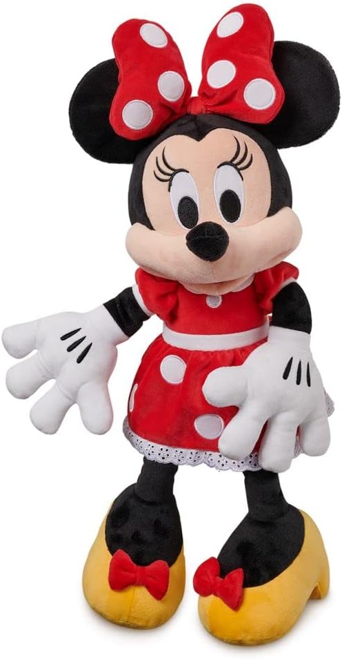 DISNEY STORE Official Minnie Mouse Red Dress Medium Soft Toy for Kids, Cuddly Character with Fuzzy Texture and Embroidered Details, Disney Plushy Suitable for All Ages.