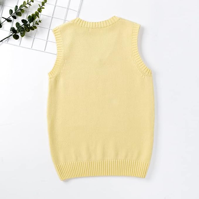 jinghuiyue Women’s V Neck Sweater Vest School Uniform Solid Color Sleeveless Knit Sweaters Pullover Tank Tops