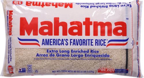 Mahatma Extra Long Grain Rice 5 Pound Rice-Bag, Gluten Free and Non-GMO White Rice Bulk Bag, (Pack of 4)