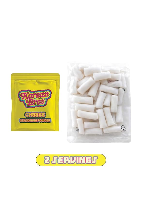 Korean Bros Cheese Tteokbokki (360g) Creamy Rice Cakes, 6 Pack | Korean Street-Style Snack or Meal, 2 Servings