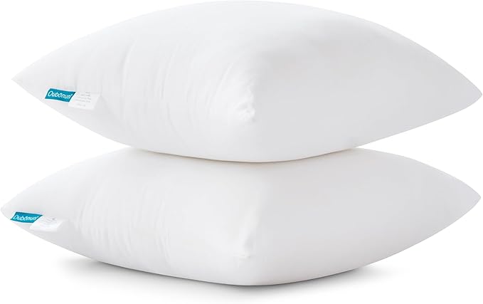 Oubonun 18 x 18 Throw Pillow Inserts Set of 4 | Soft, Plush & Decorative Down Alternative Pillows for Couch Sofa Bed, Machine Washable - White, Pack of 4