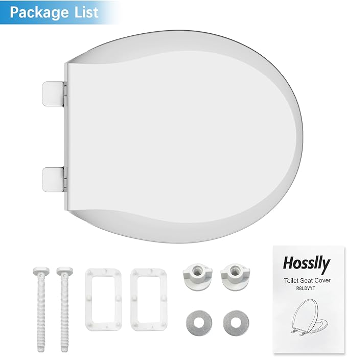 Round Toilet Seat Cover with Soft Close - Easy to Install, White Bathroom Toilet Seat Made of Tough PP Material