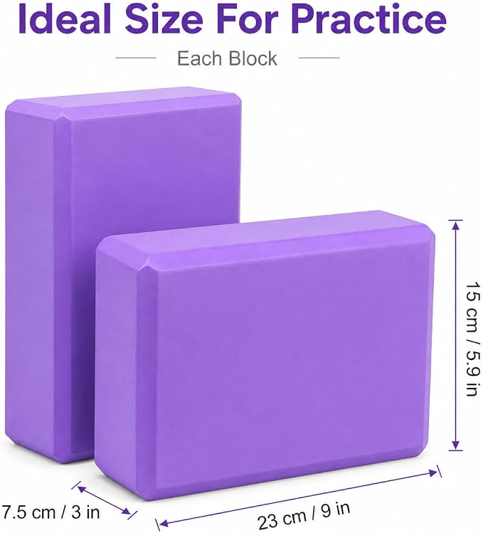 EXERZ Yoga Blocks 2 pack, Gym Blocks, Exercise Workout Fitness Bricks, Pilates Stretch Handstand Non-Slip