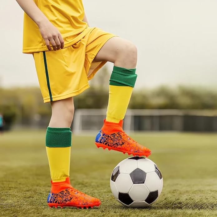 Soccer Cleats Boys Youth Training Football Cleats Athletic Outdoor Girls Soccer Shoes High-top Kids Football Shoes for Little/Big Kid