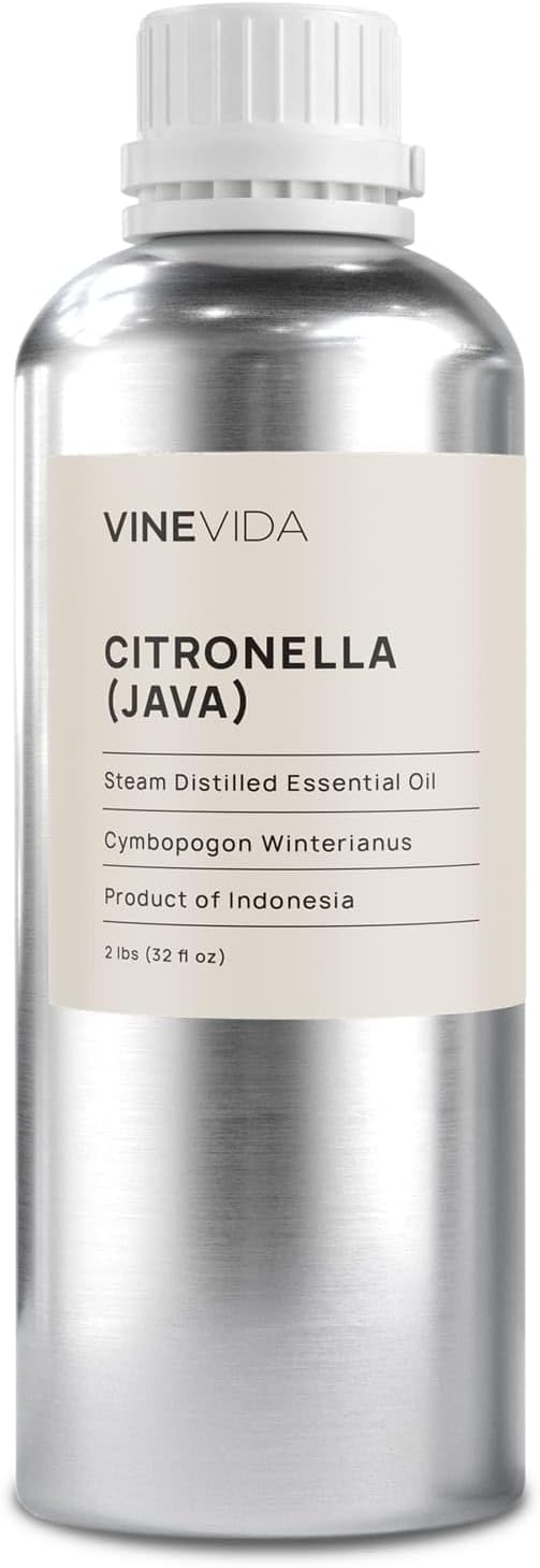 VINEVIDA Citronella Java Essential Oil 32 oz - Undiluted Citronella Oil 32 oz - Citronella Candle Oil Scent - DIY Candle Scents for Candlemaking - Bulk Essential Oil for Soap Making