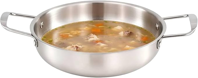 Korean Ramen Pot,Soup Pot，stainless Steel Saucepan Korean Ramen Pot, Stainless Steel Ramen Cooker with Double Handles (18cm/7.1in (Original Color))