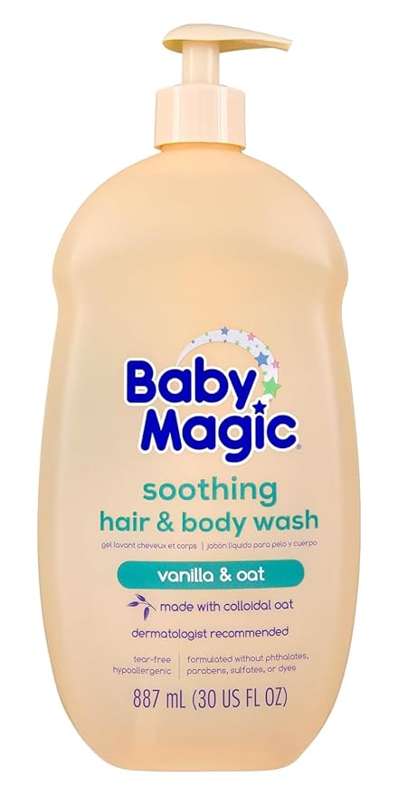Baby Magic Soothing Hair & Body Wash, Vanilla & Oat, Soothes and Cleanses, Specially Formulated for Baby's Delicate Skin, Tear Free, Hypoallergenic, Dermatologist Recommended, 30 Fl Oz