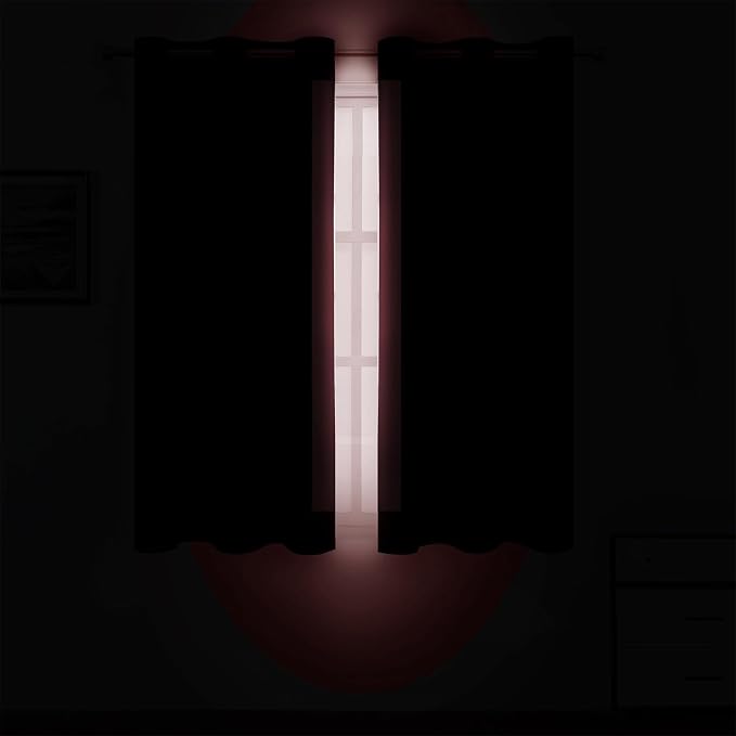 LEMOMO Burgundy Red Blackout Curtains 34 x 54 Inch Length/Set of 2 Curtain Panels/Thermal Insulated Room Darkening Blackout Curtains for Bedroom