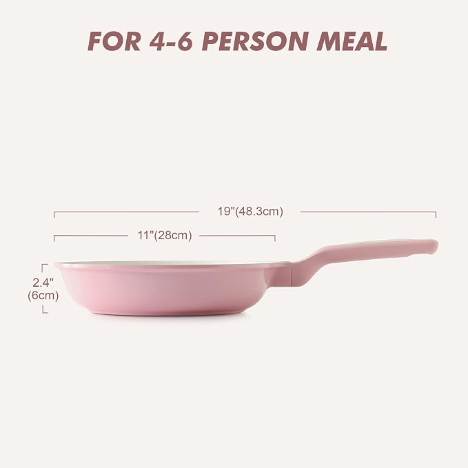 SENSARTE Nonstick Ceramic Frying Pan 11-Inch, Healthy Non Toxic Skillet, Induction Compatible Omelet Pan with Heat Resistant Handle, PFAS-Free, Pink