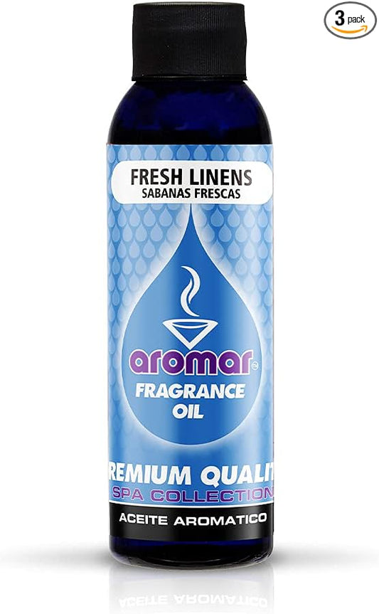 AROMAR Premium Fragrance Oil, 4oz Bottle 3 Pack Long Lasting Aromatic Scent, Fresh and Revitalizing Aromatherapy for Living Room, Bedroom, and Kitchen -12oz- Fresh Linens