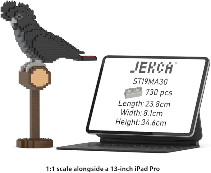 JEKCA Red-Tailed Black Cockatoo 01S | Parrot Plastic Building Blocks | Age 14+