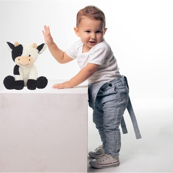 Cow Stuffed Animal Cute Cow Plush Doll Toy 9 inch for Girls Boys Christmas (Cow Sitting)