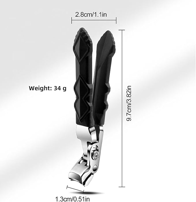 Black Long Handle Toenail Clippers for Seniors Non-Slip Wide Jaw Opening Clipmaster Pro Toenail Clippers with Catcher for Men for Thick Nails Ergonomic Curve Angled Head Toe Nail Clipper Sharp（1pcs）