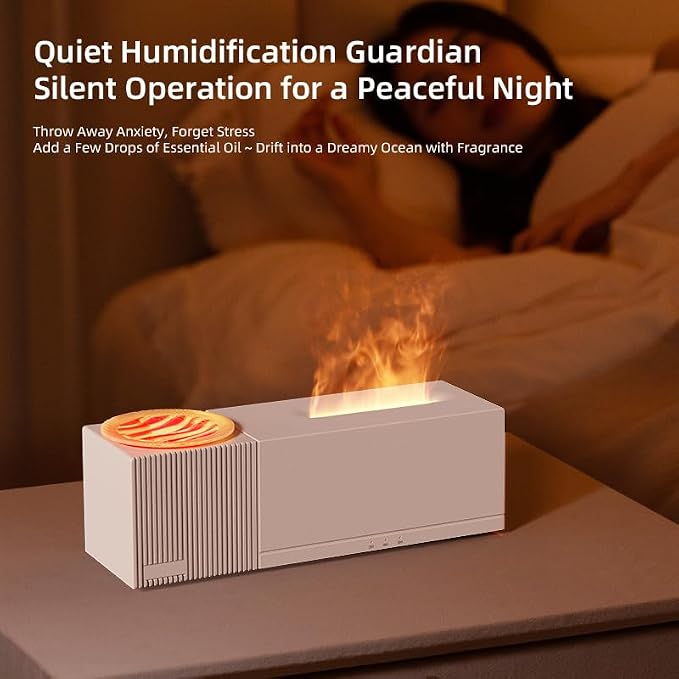 Essential Oil Diffuser, Flame Oil Diffuser - Aromatherapy Aroma Humidifier, Ripple Projection Vibe Remote Control - Perfect for Bedroom Home Office (150ml Ripple Flame, Black)