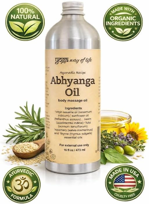 Abhyanga Oil - Organic Herbal Self-Massage Body Oil | Ayurvedic Recipe (16 FL OZ)