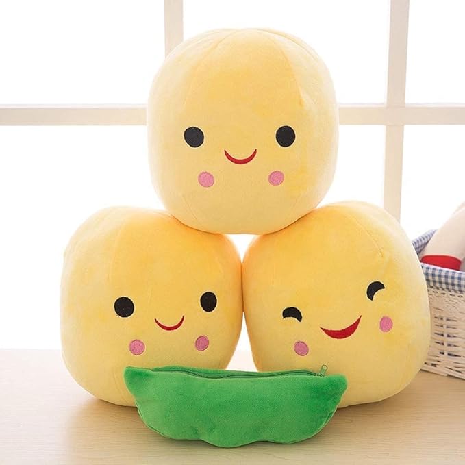 Giant Peas in A Pod Plush Toy Pea Pod Pillow Cute Pea Stuffed Toys Plant Doll Various Sizes (Yellow Beans,27.5''/70cm)