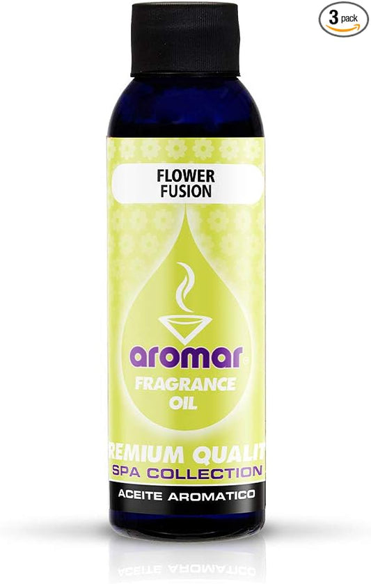 AROMAR Premium Fragrance Oil, 4oz Bottle 3 Pack Long Lasting Aromatic Scent, Fresh and Revitalizing Aromatherapy for Living Room, Bedroom, and Kitchen 12oz Flower Fusion