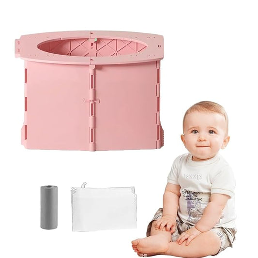 Travel Potty for Kids, 2025 New Reusable Portable Folding Potty for Toddler, Foldable Toilet for Outdoor Camping, Toddler Potty Seat (Pink)