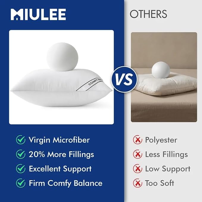 MIULEE 18x18 Pillows Inserts Pack of 4, Down Alternative Virgin Filling | Decorative Pillow Insert, Comfy Support Throw Pillows for Sofa Couch Bed