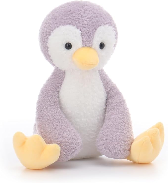 Apricot Lamb Purple Velvet Penguin Stuffed Animals for Kids, Soft Cute Plush Toys for Baby Girl and Boy, 8.7 Inches