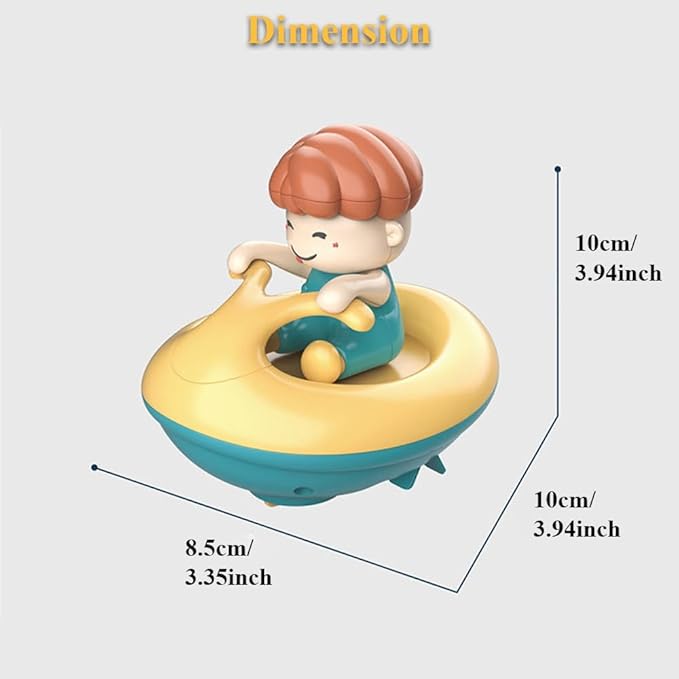 Windup Yacht Bath Toy, Funny Bathtub Speed Boat Toy Clockwork Ski Jet Ship Toy Speedboat Tub Toy Yacht Water Toy for Boys and Girls (Yellow)