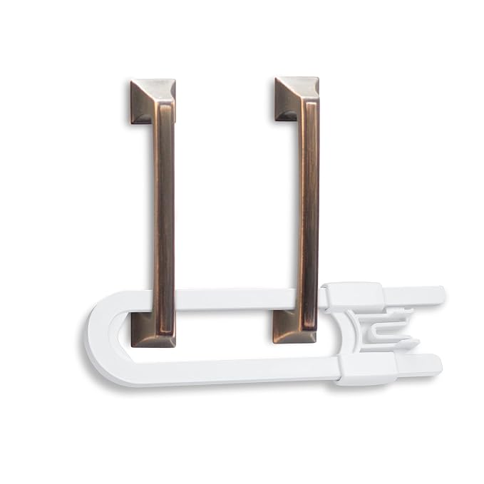 Vmaisi Baby Sliding Cabinet Locks - Adjustable U Shaped Child Safety Locks for Cabinets with Handles or Knobs, Childproof Latches for Kitchen Bathroom Storage Cupboards 4 Pack