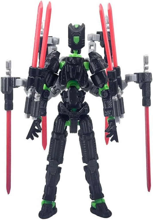 T13 Action Figure Set (Assembly Completed)，3D Printed Multi-Jointed, Desktop Decorations for Game Lovers Toys,5.5Inch (Black and Green)