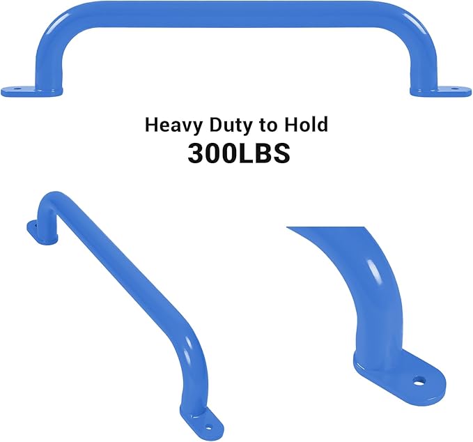 ESPETS 6 Pieces 17 Inch Blue Metal Safety Handles for Playground Equipment - Outdoor Kids Swing Set Accessories Grab Handles, Playset Hand Grips, Indoor Kids Monkey Bars for Play Structure