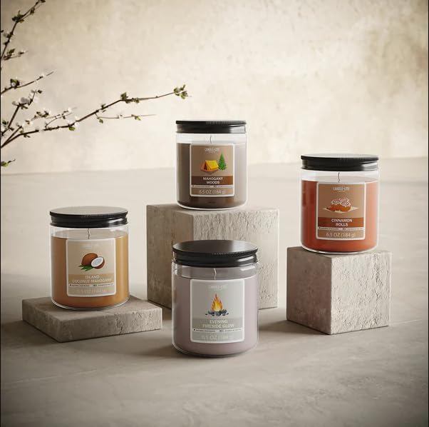 Candle-Lite 2 Pack Scented Candles, Mahogany Woods, 6.5 oz Jar, Proudly Poured in The USA, Aromatherapy Candle Set, Single-Wick with 40 Hours of Burn Time, Ideal Gift for Men and Women