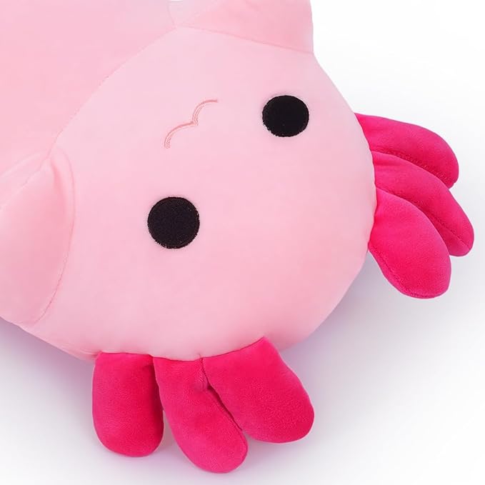 Axolotl Plush, 43.3” Long Axolotl Body Pillow for Kids, Cute Axolotl Stuffed Animals for Girls, Soft Plushies Toy Gifts for Birthday Pink