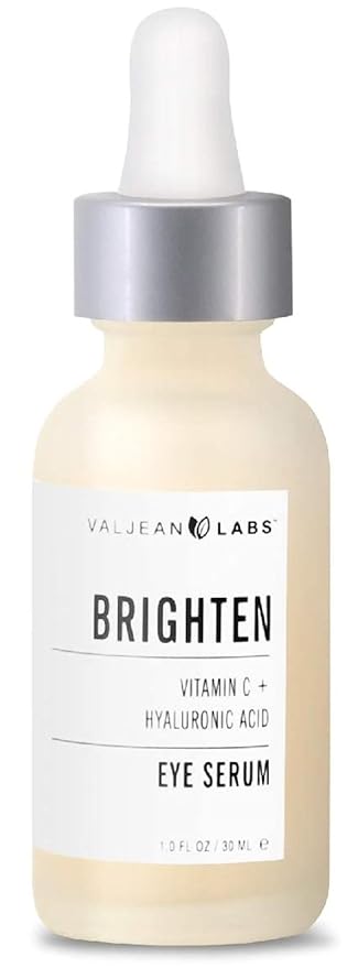 Valjean Labs Brighten Eye Serum with Vitamin C + Hyaluronic Acid | Helps Minimize Dark Circles and Even Skin Tone | Paraben Free (1 oz)