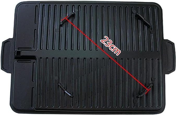 Korean-style Non-stick Grill Pan Rectangular Hot Plate Barbecue Pot Portable Oil Spill Baking Tray for Indoor Outdoor BBQ (Style A)