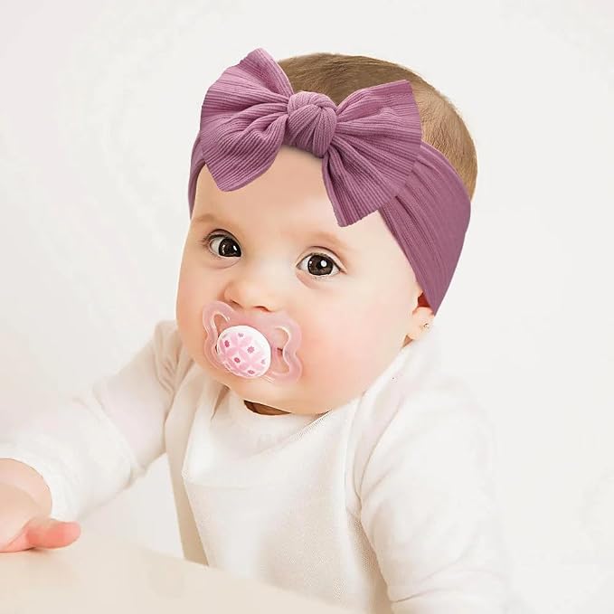 CÉLLOT 10 Colors Super Stretchy Soft Knot Baby Girl Headbands with Hair Bows Nylon Head Wrap For Newborn Baby Girls Infants Toddlers Kids