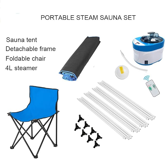 ZONEMEL Full Size Portable Steam Sauna Kit, Personal Full Body Sauna Spa for Home Relaxation, 4 Liters 1500 Watt Steamer, Remote Control, Timer, Foldable Chair