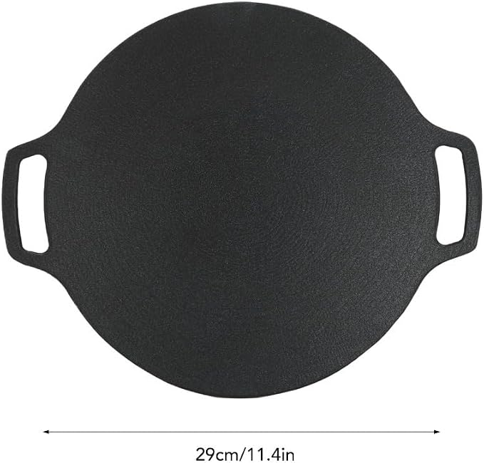 Korean Grill Pan,10 inch Round BBQ Nonstick Griddle Plate,Aluminum Alloy Gas Stove Pan with Double Handles for Cooking,Outdoor Camping(29cm)