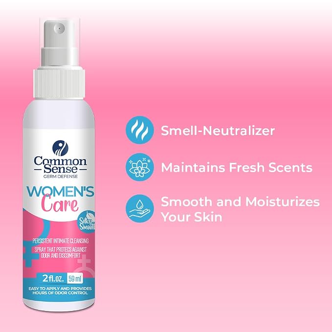 Women’s Care Intimate Cleansing Spray by Smart Common Sense, Feminine Hygiene, Long-Lasting Odor Control, (2 fl. oz)