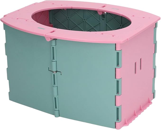 KIMISS Foldable Portable Toddler Potty - Travel & Camping Baby Toilet for Easy on Long Drives (Green Pink)