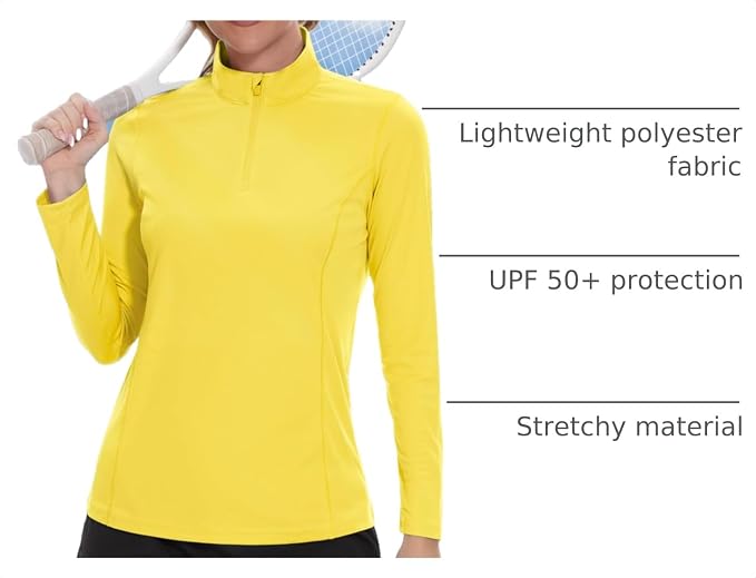 TACVASEN Women's Quarter Zip Pullover Golf Shirts UPF 50+ Long Sleeve Sun Shirts UV Protection Workout Tops