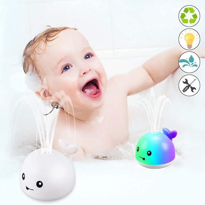 ZHENDUO Baby Bath Toys, Rechargeable Bath Toys, Whale Spray Water Bath Toy, Sprinkler Bathtub Shower Toys for Toddlers Kids Boys Girls, Pool Toy for Baby (White-A)