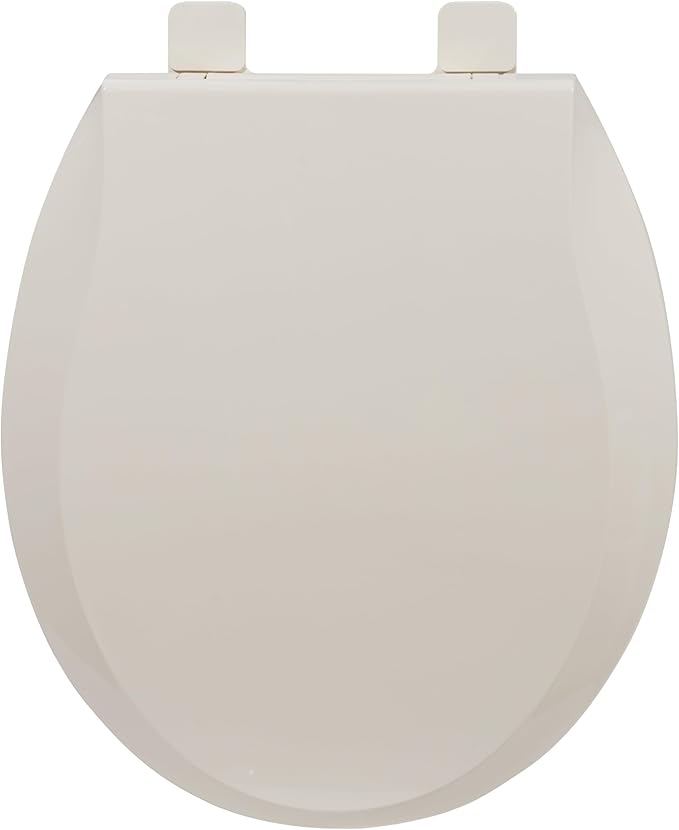 17" Round Toilet Seat for Adult and Child, Built-In Potty Training Seat with Soft Quiet Close Non-Slip Design, Magnetic Kids Seat and Cover for Round Toilets in Almond Color, Easy to Install and Clean