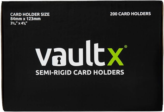 Vault X Semi-Rigid Trading Card Holders (200 Pack), Hard Sleeves for Trading Card Grading Submissions, Card Protectors