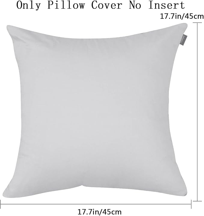 Thmyo 4-Pack 100% Cotton Comfortable Solid Decorative Throw Pillow Case Square Cushion Cover Pillowcase Sublimation Blank Pillow Covers DIY Throw Pillowcase(16x16 inch/ 40x40cm,Light Silver Grey)