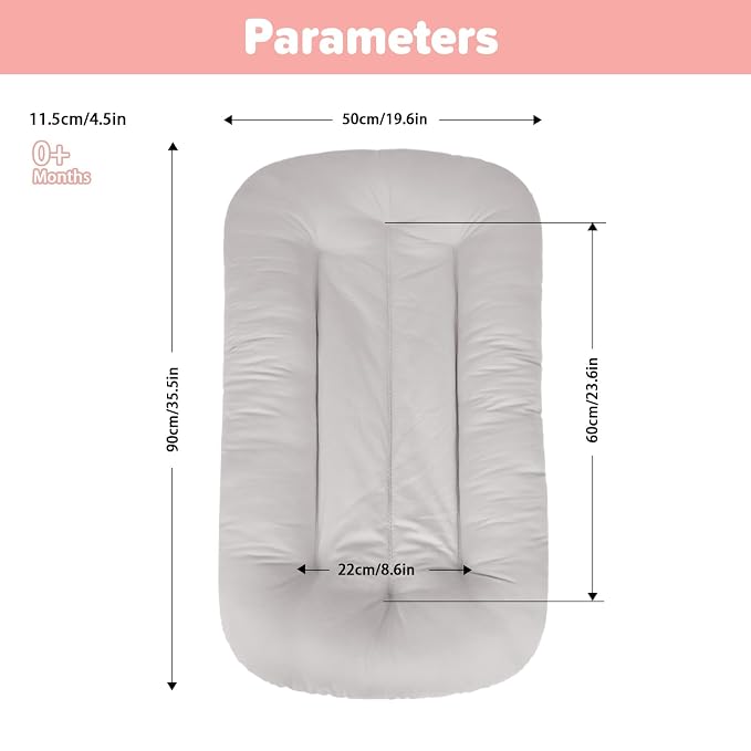 Baby Lounger for Infants Babies 0-24 Months, Bionic Organic Lounger, Soft Cotton Breathable Infant Floor Seats & Loungers for Newborn Baby Shower Gifts (Grey)