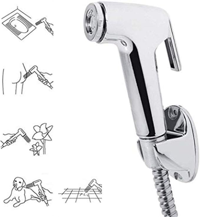 GNEGKLEAN Shower Enema Douche Kit, Stainless Steel Anal Cleaner with Handheld Spray, Flexible Hose & Nozzles, Hygienic Personal Cleansing System for Bathroom Use