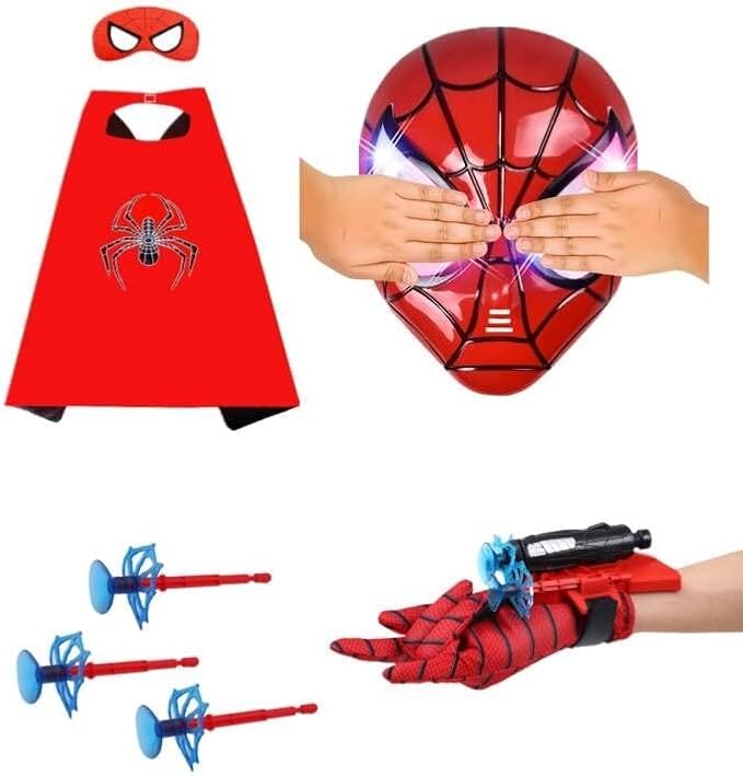 Ronolezety spider toys for boys 4-6，superhero capes for kids and LED Mask - web shooters,Superhero Toy Shooter - Compatible with Superhero Toys