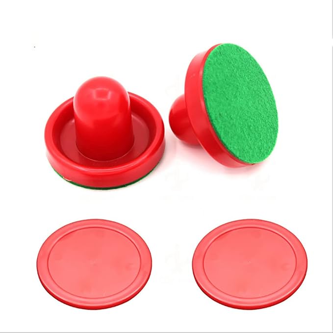 GSHLLO 8 Pcs 60mm Mini Red Air Hockey Pushers Air Hockey Pucks Strickers Goal Handles Paddles Replacement Accessories for Game Tables