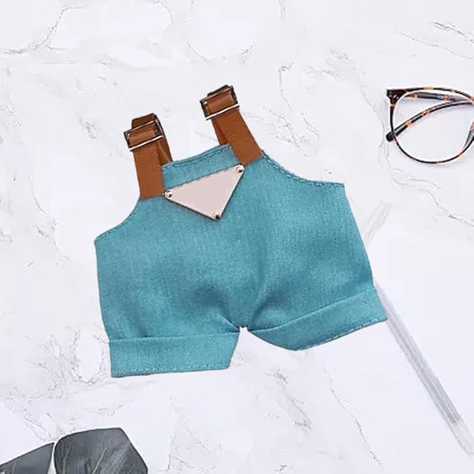 Clothes for Labubu(NO Doll) , Hat & Overalls Set for Labubu Clothes 15cm/17cm Dolls Accessories Suit, Doll Outfit Stylish Clothes(Style Blue)