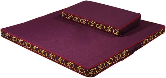 Portable Foldable Meditation Cushion Mat Set with Washable Cotton Linen Cover, Larger Thick Yoga Mat Bolster Floor Pillows Seating for Adults Meditation Accessories purple-80CM