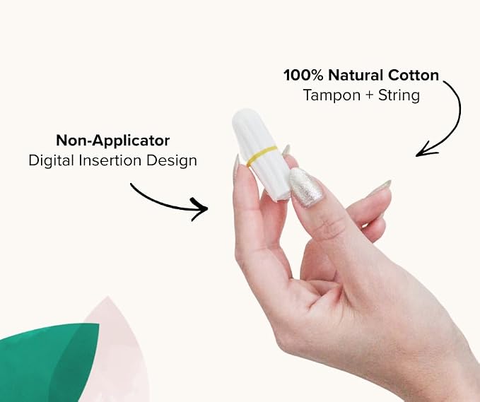 Veeda 100% Natural Cotton Compact Tampons Super Plus Absorbency - Non-Applicator Tampons with leak proof protection - Unscented, Chlorine & Toxin Free - 96 Count