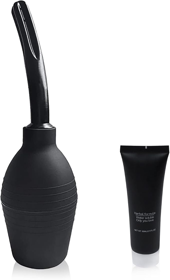 Abyclean Anal Douche Enema Bulb Kit with Lube Vaginal Douche Enema Cleaner for Women’s or Man’s Health (310ml Black)